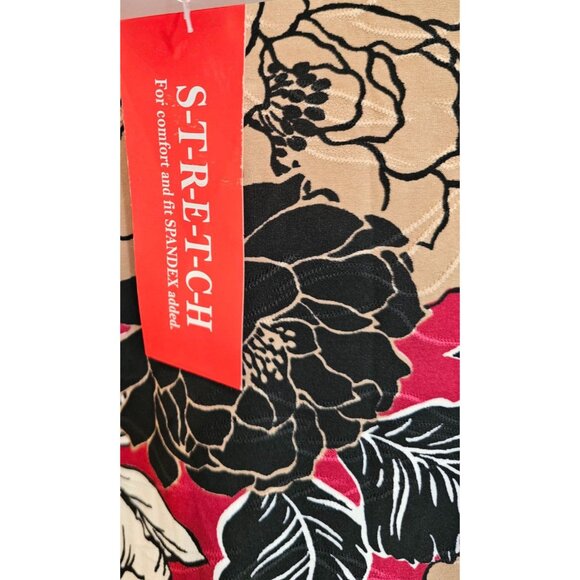 Emily Daniels Red Black Tan Floral Flowers Shirt Stretch Blouse NWT Size S - Picture 9 of 12